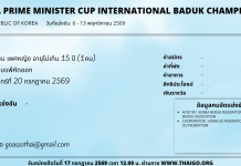 คัดเลือกตัวแทนประเทศไทยรายการ 21st Korea Prime Minister Cup International Baduk Championship (Youth)
